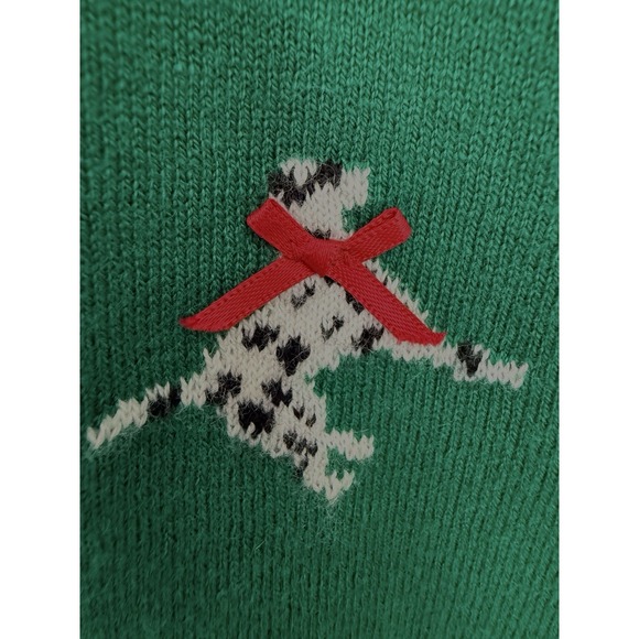 Talbots Women Cardigan Sweater M Dalmation Dog Green - Picture 5 of 7